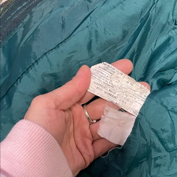 Vintage 80s/90s Teal Hooded velvet accent Coat with faux Fur Trim - Picture 11 of 12